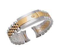 ROUREOX Correa Reloj Jubilee Acero Inoxidable Macizo Extremos Curvos Robusta 20mm 21mm - Plata Oro A 21MM
