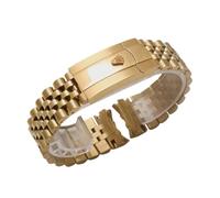 ROUREOX Correa Reloj Metal 20mm 21mm Diseño Jubilee Terminales Curvos Cierre Seguridad Plata Oro Bicolor - Oro A 21MM
