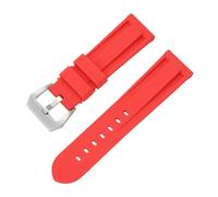 ROUREOX Correa Reloj Silicona Deportiva Impermeable, Banda De Recambio Suave Hebilla Metálica para Panerai-Plata Roja 24MM