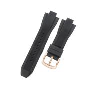 ROUREOX Correa Reloj Silicona Suave Hombre 13X29Mm, Interfaz Especial Convexa, Banda Repuesto Impermeable Deportiva para Michael Kors MK8184/MK8729/MK9020-Negro + Oro Rosa 13 * 29MM
