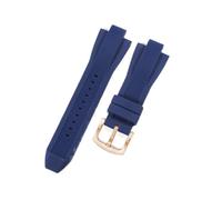 ROUREOX Correa Reloj Silicona Suave Hombre 13X29Mm, Interfaz Especial Convexa, Banda Repuesto Impermeable Deportiva para Michael Kors MK8184/MK8729/MK9020-Azul + Oro Rosa 13 * 29MM