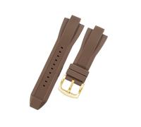 ROUREOX Correa Reloj Silicona Suave Hombre 13X29Mm, Interfaz Especial Convexa, Banda Repuesto Impermeable Deportiva para Michael Kors MK8184/MK8729/MK9020-Marrón + Oro 13 * 29MM