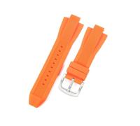 ROUREOX Correa Reloj Silicona Suave Hombre 13X29Mm, Interfaz Especial Convexa, Banda Repuesto Impermeable Deportiva para Michael Kors MK8184/MK8729/MK9020-Naranja + Plata 13 * 29MM
