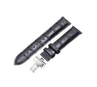 ROUREOX Correas de Cuero Alargadas Correas de Reemplazo Hebilla de Despliegue Mariposa Accesorios de Correa para Tissot Chemin Des Tourelles-Negro + Plata 20mm