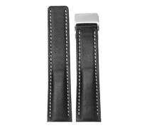 ROUREOX Correas de Cuero Auténtico Correas de Reemplazo Hebilla de Acero Inoxidable Desmontaje Rápido para BREITLING Superocean Avenger Blackbird Seawolf-Negro + Plata 20mm