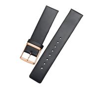 ROUREOX Correas de Reloj 22mm Cuero Premium, Bandas de Repuesto Duraderas con Hebilla Metálica para CK K2G211 K2Y236-Negro B + Oro Rosa 22mm