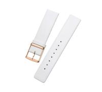 ROUREOX Correas de Reloj 22mm Cuero Premium, Bandas de Repuesto Duraderas con Hebilla Metálica para CK K2G211 K2Y236-Blanco B+Oro Rosa 22mm