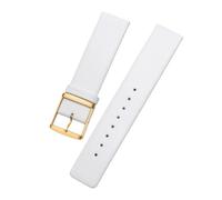 ROUREOX Correas de Reloj 22mm Cuero Premium, Bandas de Repuesto Duraderas con Hebilla Metálica para CK K2G211 K2Y236-Blanco B+Oro 22mm