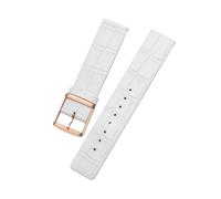 ROUREOX Correas de Reloj 22mm Cuero Premium, Bandas de Repuesto Duraderas con Hebilla Metálica para CK K2G211 K2Y236-Blanco A+Oro Rosa 22mm