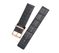 ROUREOX Correas de Reloj 22mm Cuero Premium, Bandas de Repuesto Duraderas con Hebilla Metálica para CK K2G211 K2Y236-Negro A+Oro Rosa 22mm
