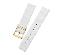 ROUREOX Correas de Reloj 22mm Cuero Premium, Bandas de Repuesto Duraderas con Hebilla Metálica para CK K2G211 K2Y236-Blanco A+Oro 22mm