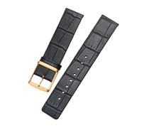 ROUREOX Correas de Reloj 22mm Cuero Premium, Bandas de Repuesto Duraderas con Hebilla Metálica para CK K2G211 K2Y236-Negro Oro 22mm