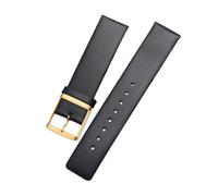 ROUREOX Correas de Reloj 22mm Cuero Premium, Bandas de Repuesto Duraderas con Hebilla Metálica para CK K2G211 K2Y236-Negro B+Oro 22mm