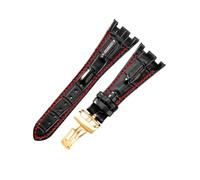 ROUREOX Cuero Auténtico Cintas de Repuesto Hebilla de Acero Inoxidable Correas de Reloj Ajustables Fermo Accesorios para AUDEMARS PIGUET Royal Oak Offshore-Negro + Blanco + Oro Rosa