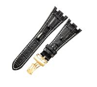 ROUREOX Cuero Auténtico Cintas de Repuesto Hebilla de Acero Inoxidable Correas de Reloj Ajustables Fermo Accesorios para AUDEMARS PIGUET Royal Oak Offshore-Negro + Rojo + Dorado