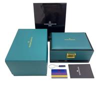 ROUREOX Estuche Almacenamiento Reloj Madera Lacada Verde Rectangular Hebilla Oro Interior Acolchado Bolsa Regalo Soporte para Vacheron Constantin