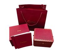 ROUREOX Estuche Almacenamiento Reloj Único Acabado Graneado Rojo Patrón Pan Oro Interior Negro Suave Caja Display 600g para Cartier Red Box