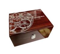 ROUREOX Estuche Reloj Madera Patrón Mecanismo Sofisticado Acabado Alto Brillo Ranura Única Caja 1kg para Richard Mille RM 035