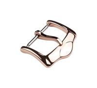 ROUREOX Hebilla de Pasador 12mm-22mm - Cierre Reloj Acero Pulido, Broche Curvo Brillante - Accesorios Correa Piel-Oro Rosa 18mm