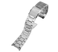 ROUREOX Hombres Acero Inoxidable Correa Reemplazo, Pulsera Despliegue Extremo Recto Metallica para Casio MTR-1374/1375 EFR-303/304-Plata Mate 22MM
