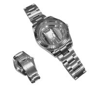 ROUREOX Kit Montaje Reloj Completo 41mm Caja Plata Brazalete Cristal Zafiro Fondo Exposición Miyota 8285 Compatible para Rolex Datejust-1 41MM