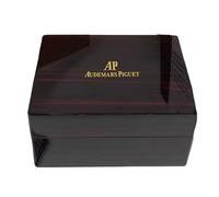 ROUREOX Marrón Grano Madera Caja Reloj Lacado Piano Acabado Hombre Relojes Crema Cuero Interior Almacenamiento Estuche para Ap Royal Oak Offshore