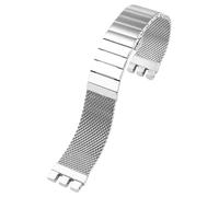 ROUREOX Metálico Sólido Pulsera, Interfaz Especializada, 316L Acero Inoxidable Correa Reemplazo para Swatch Irony Chrono YCS443G-Plata 20MM