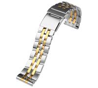 ROUREOX Metallica Banda Reemplazo, Extremo Recto, 316L Acero Inoxidable Pulsera Despliegue para Breitling Avenger/Superocean/Navitimer-Plata Oro 20MM