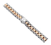 ROUREOX Mujeres Metal Correa Reemplazo, Pulsera de Reloj, Hebilla de Mariposa Acero Inoxidable para Longines PrimaLuna L8 Collection-Plata Rosa Oro 16MM