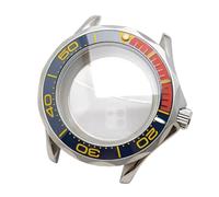 ROUREOX Plata 42mm Caja Reloj Asas Retorcidas Bisel Festoneado Ventana Zafiro NH35 Movimiento 31.7mm Esfera Grande Montaje Personalizado para Omega Seamaster Diver 300M-15 42MM