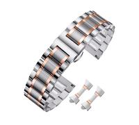 ROUREOX Pulsera Metal Premium Correa de Reloj Acero INOX 19mm 21mm Cierre Mariposa Brazalete Intercambiable para Longines Master Collection - Plata + Oro Rosa 22mm