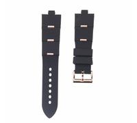 ROUREOX Pulsera Silicona Ajustable Antisudor con Hebilla Metálica - Reemplazo para Bvlgari DIAGONO-Hebilla de Oro Negro + Rosa 25mm