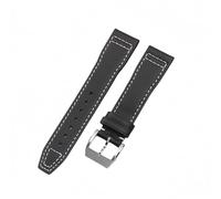 ROUREOX Pulseras Reloj Cuero Auténtico Fijación Metal Inoxidable Pulseras Reemplazo Desmontaje Rápido para IWC Mark XVII XVIII Big Pilot's Portugieser Chronograph-Negro + Blanco 20mm