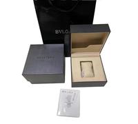 ROUREOX Set Caja Almacenamiento Reloj Único Acabado Negro Mate Interior Crema Estuche Display Bolsa Regalo Manual Set para Bvlgari Serpenti