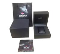ROUREOX Set Estuche Reloj Negro Mate Cuadrado Estuche Almacenamiento Ranura Única Bolsa Transporte Manual Regalo para RADO Captain Cook