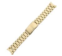 ROUREOX Universal 5 Perlas Sólido Todo Acero Correa, Metal Pulsera, Cierre de Mariposa, Curvo Extremo Accesorios-Oro 24MM