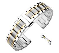 ROUREOX Universal Metálica Correa, Extremo Curvo y Recto, Unisex Acero Inoxidable Banda Reemplazo para Longines Master Collection-Plata Oro 18MM
