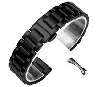 ROUREOX Universal Metálica Correa, Extremo Curvo y Recto, Unisex Acero Inoxidable Banda Reemplazo para Longines Master Collection-Negro 22MM