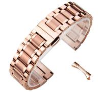 ROUREOX Universal Metálica Correa, Extremo Curvo y Recto, Unisex Acero Inoxidable Banda Reemplazo para Longines Master Collection-Oro Rosa 21MM