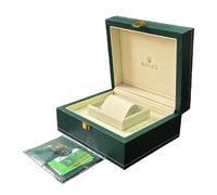 ROUREOX Vitrina Exhibidora Reloj Verde Clásica Detalle Costura Blanca Interior Terciopelo Beige Organizador para Rolex Day-Date 40