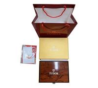 ROUREOX Vitrina Reloj Madera Rectangular Acabado Alto Brillo Interior Tostado Acolchado Ranura Única Organizador para Tudor Heritage