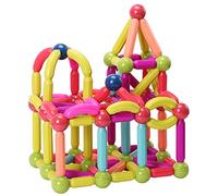ROUSKY Juego de Barras magnéticas, Juego de Bloques de construcción de imanes, Ladrillos de construcción, Juguetes Apilados Stem para niños de 3 años + (Coloridos-42 PCS)
