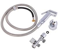 Rousseau Set de ducha para inodoro, kit completo de higiene para inodoros de ABS con ducha, soporte y grifo de 3 vías, cromado