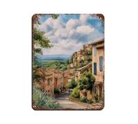 Roussillon Francia Pintura Acuarela Retro Cartel Metal Cartel de Estaño Arte Chic Retro Pintura Hierro Bar Gente Cueva Cafe Familia Garaje Póster Decoración de Pared 12x16inch (30x40cm)