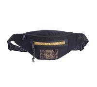 Route 66 - Bolsa Banana para mujer y hombre, 4 bolsillos, Banana para hombre, bolsa de plátano, resistente con cierre de cremallera y salida para auriculares (Nylon, Negro)
