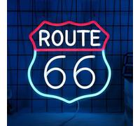 ROUTE 66 LED Señal al neón para decoración mural USB Luz regulable Salón Bares Barberos Pub Fiesta de bodas Salón Club Reuniones Sala de juegos Hombre Cueva Halloween Navidad