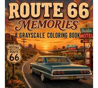 Route 66 Memories A Grayscale Coloring Book: 40 Nostalgic Roadside Scenes Featuring Classic Cars, Diners, Motels, Gas Stations, Landmarks, and Small-Town America for Adults and Seniors