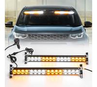 Routeking 2 x 42,6 cm - Faro LED estroboscópico - 12 V/24 V 2 en 1 barra LED luminosa, 23 modos de Flash, 32 LED de advertencia de peligro de emergencia para camiones de vehículos (naranja/blanco)