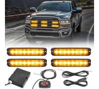 ROUTEKING Kit de 4 Luces LED Estroboscópicas Ámbar 8 LED 12V/24V, Luces Intermitentes de Emergencia IP65 para Camión, Coche, Remolque y Vehículos Industriales