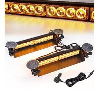 ROUTEKING Pack 2 Luces LED Estroboscópicas Ámbar 24 LED 13,7” 12 Modos 2 En 1 Luz Emergencia Parabrisas Ventosa IP65 para Conductores, Grúas, Rescate, Coche y Camión 12-24V